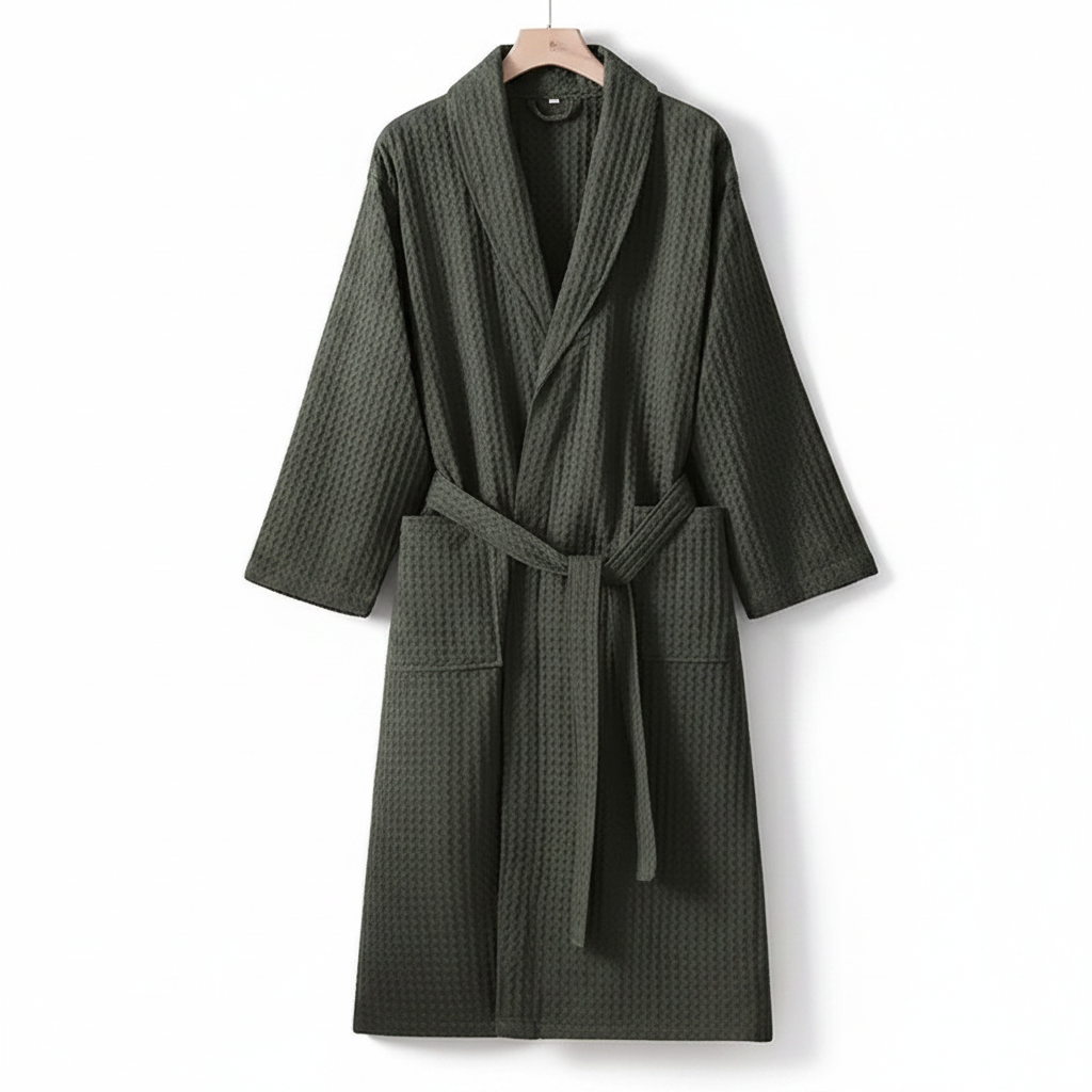 100% Cotton Waffle Bathrobe – Couple Kimono Robe & Loungewear