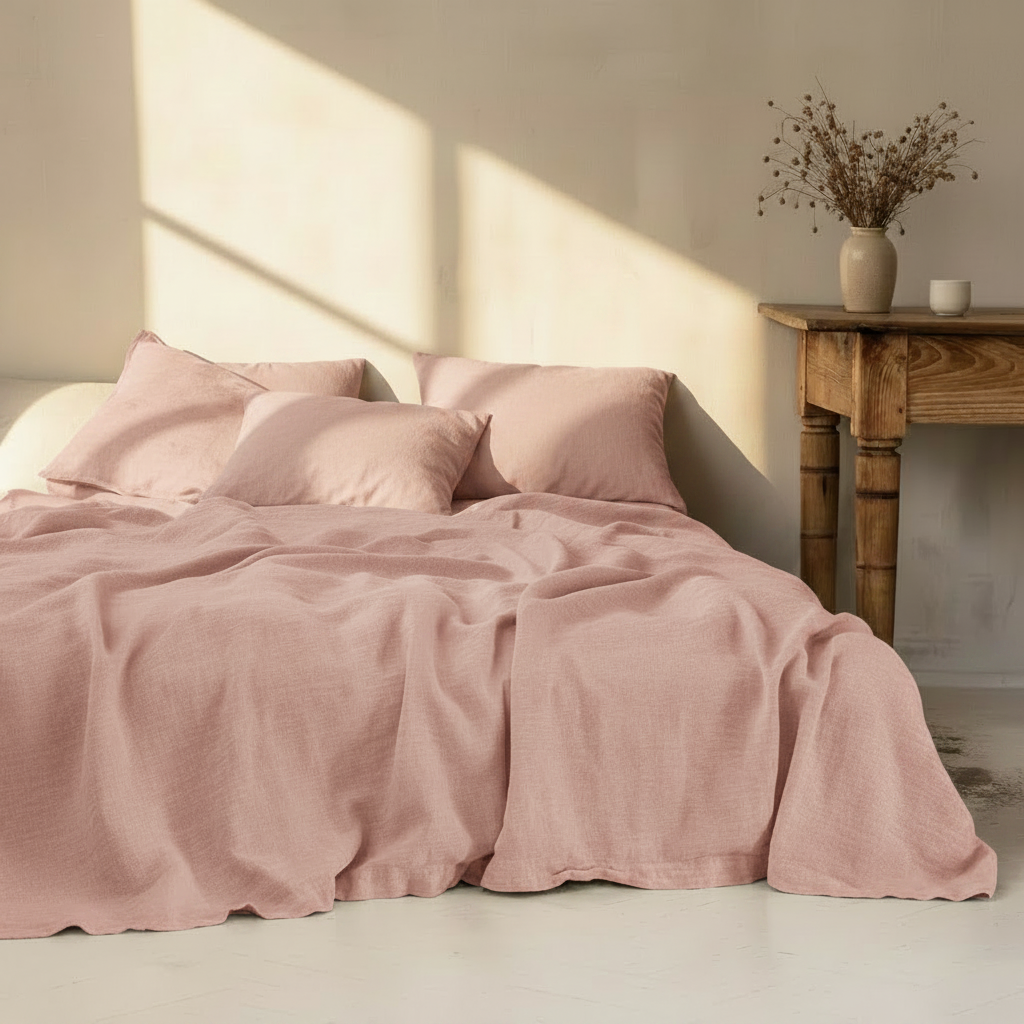 100% Washed Linen Bedding Set – Sheet & 2 Pillowcases