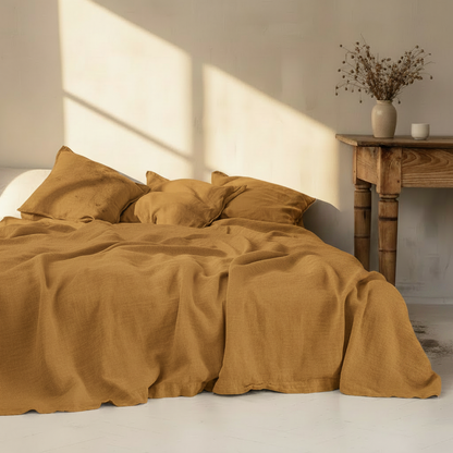 100% Washed Linen Bedding Set – Sheet & 2 Pillowcases