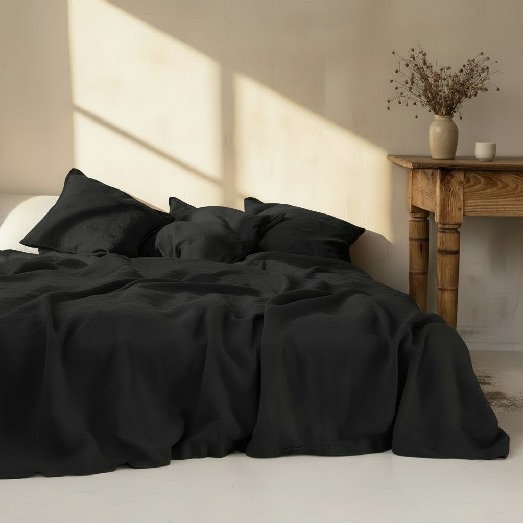 100% Washed Linen Bedding Set – Sheet & 2 Pillowcases