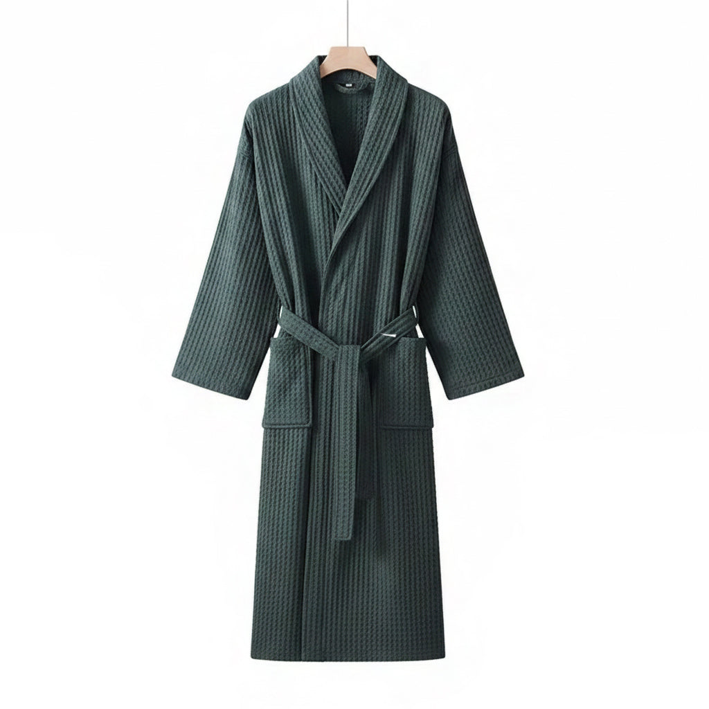 100% Cotton Waffle Bathrobe – Couple Kimono Robe & Loungewear
