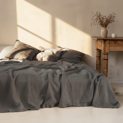 100% Washed Linen Bedding Set – Sheet & 2 Pillowcases
