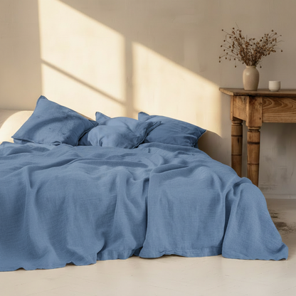 100% Washed Linen Bedding Set – Sheet & 2 Pillowcases