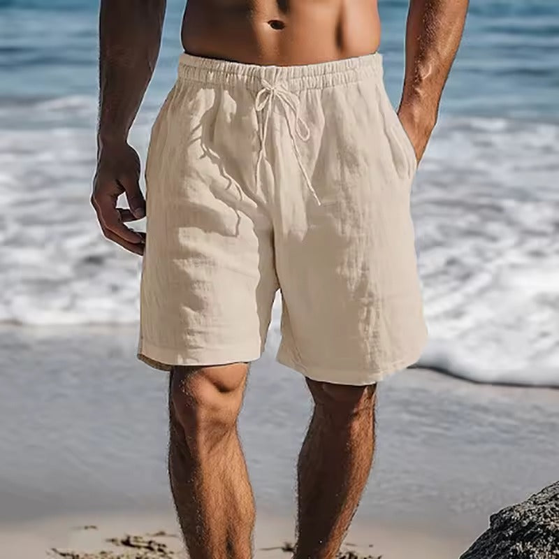 Men's Cotton Linen Shorts – Lightweight Breathable Beach Shorts