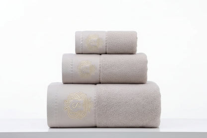 Luxury Monogram Cotton Towel Set | Gold Embroidered Hotel Collection