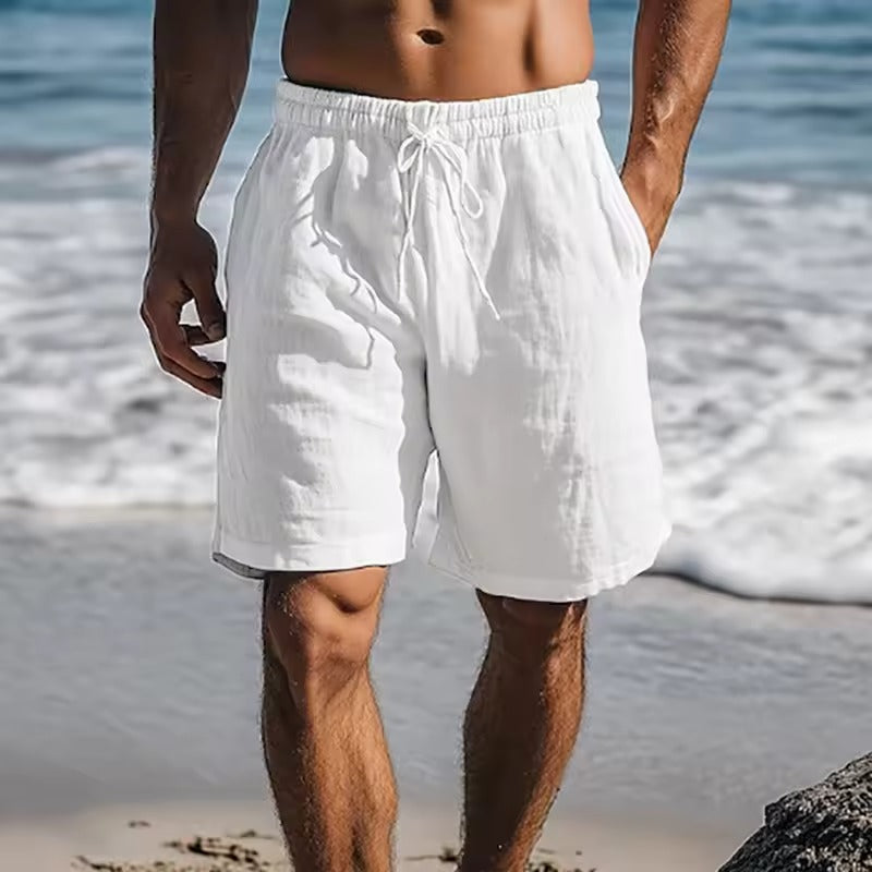 Men's Cotton Linen Shorts – Lightweight Breathable Beach Shorts