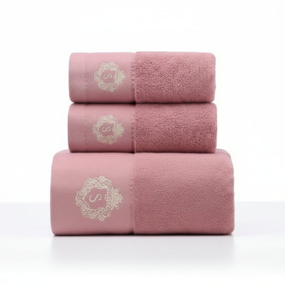 Luxury Monogram Cotton Towel Set | Gold Embroidered Hotel Collection
