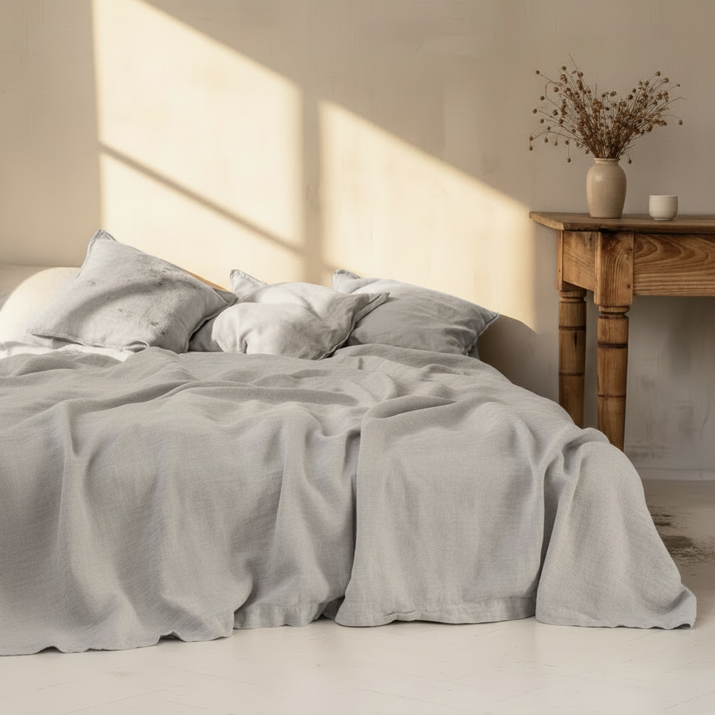100% Washed Linen Bedding Set – Sheet & 2 Pillowcases