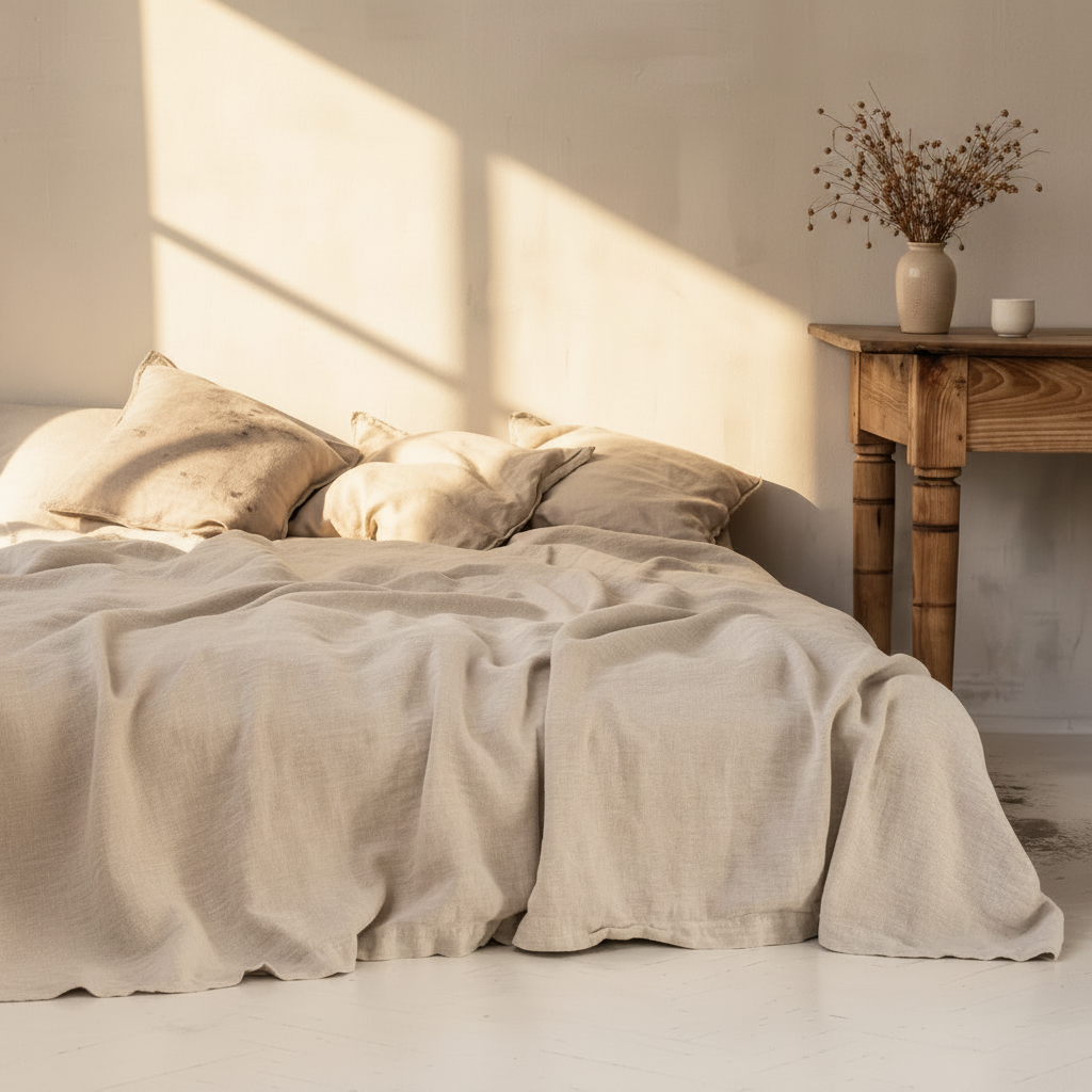 100% Washed Linen Bedding Set – Sheet & 2 Pillowcases
