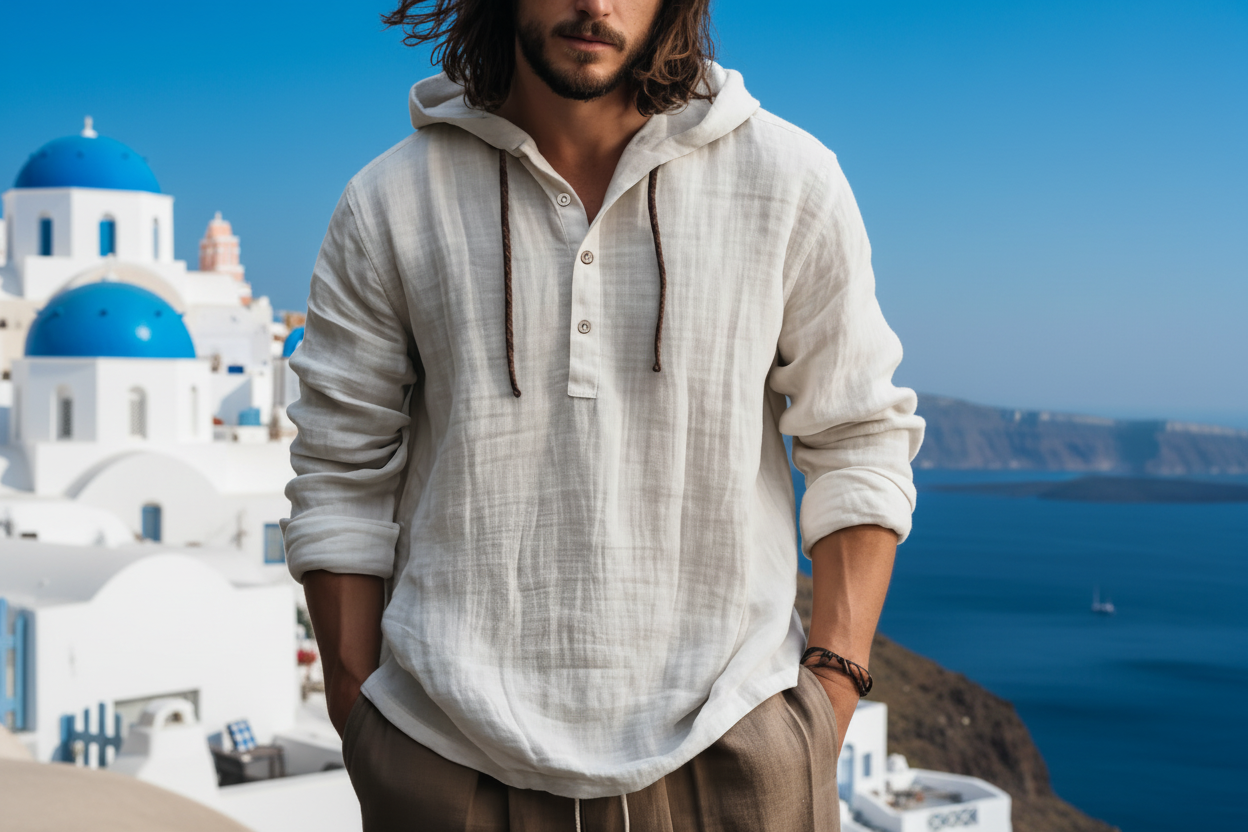 Men's Cotton Linen Long Sleeve Shirt – Loose Casual Fit