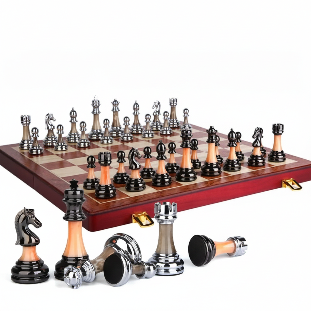 Chess Set With A Solid-wood Folding Board
