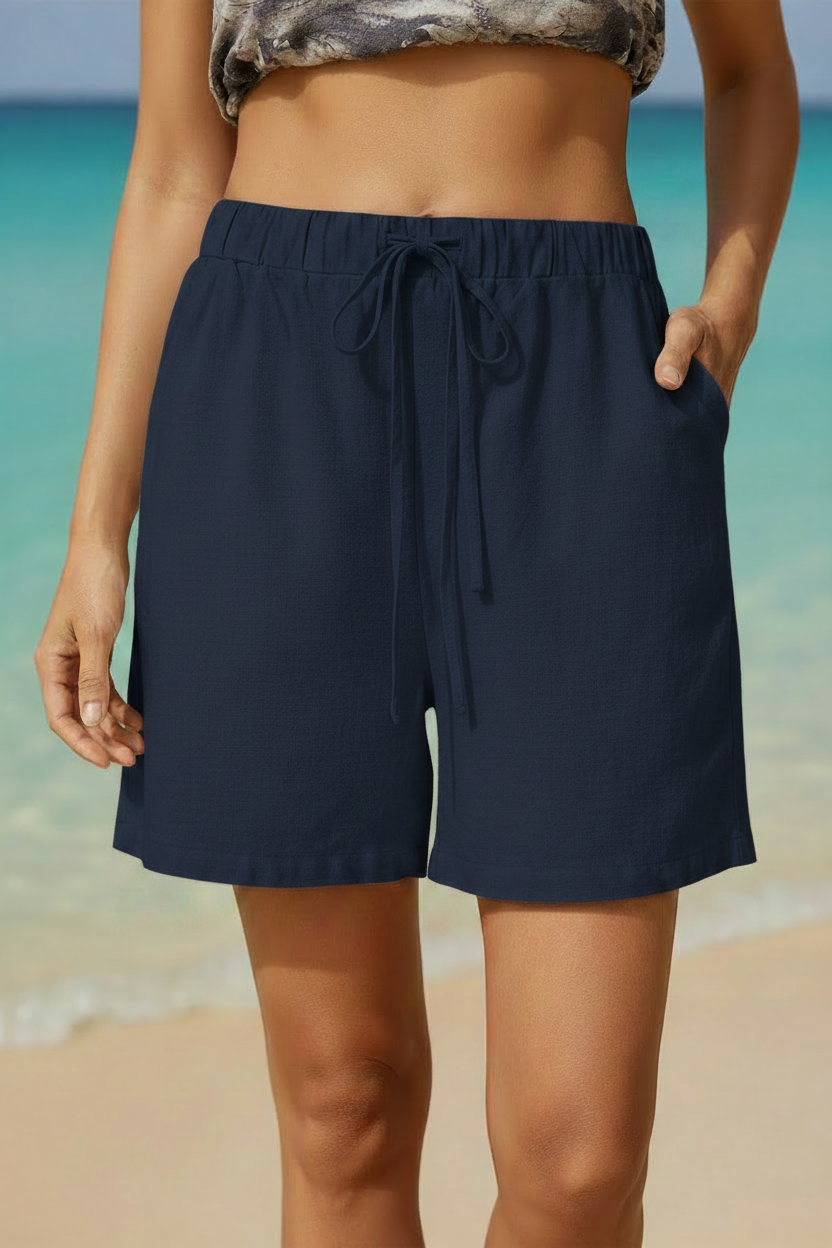Women's Cotton Linen Shorts | Drawstring Casual Summer Pants