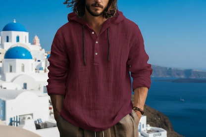 Men's Cotton Linen Long Sleeve Shirt – Loose Casual Fit