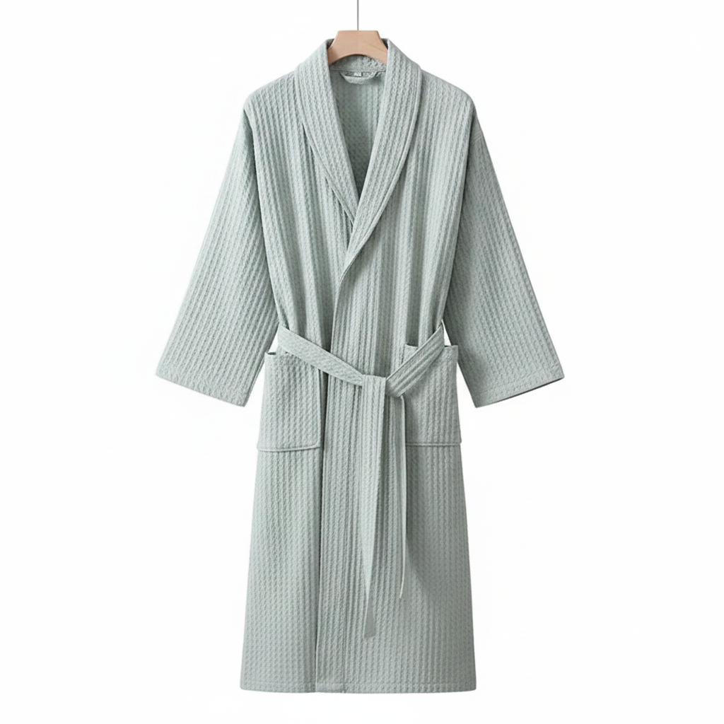 100% Cotton Waffle Bathrobe – Couple Kimono Robe & Loungewear