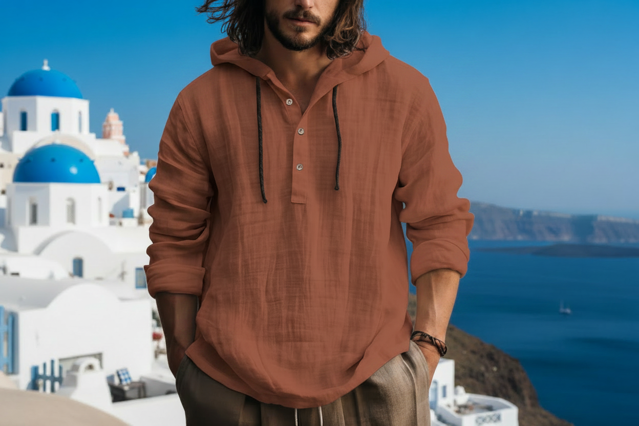 Men's Cotton Linen Long Sleeve Shirt – Loose Casual Fit