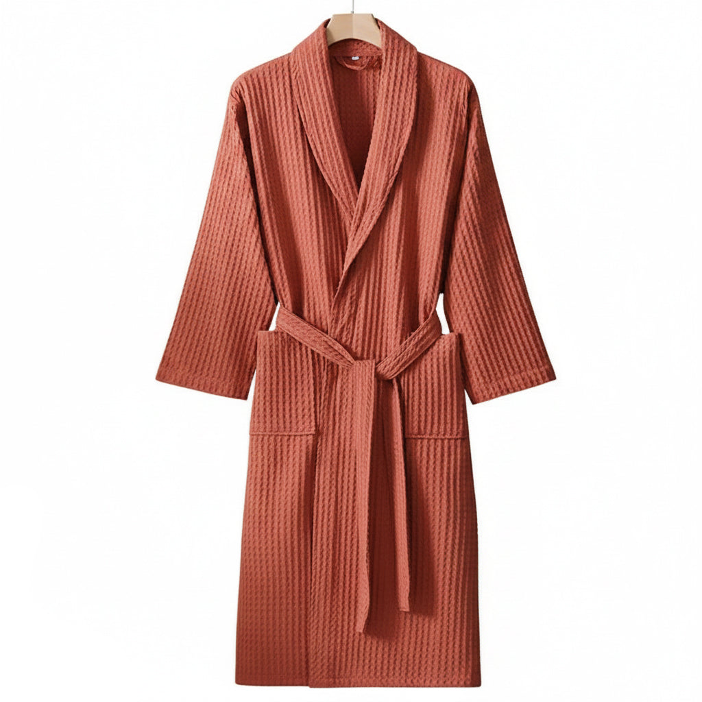 100% Cotton Waffle Bathrobe – Couple Kimono Robe & Loungewear