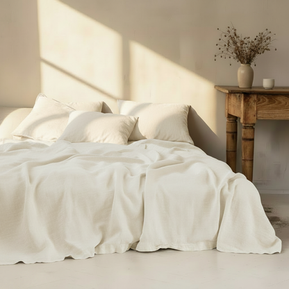100% Washed Linen Bedding Set – Sheet & 2 Pillowcases